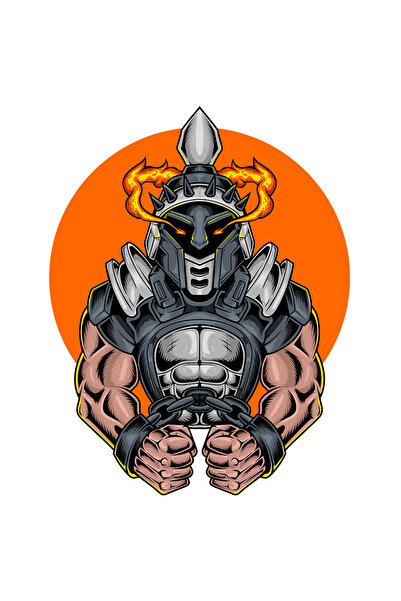 StoryGift Romania Sticker Autocolant 70CM Cu Gladiator, Flacari, Coif, Armura, Lanturi, Soare, cu Margini Albe,