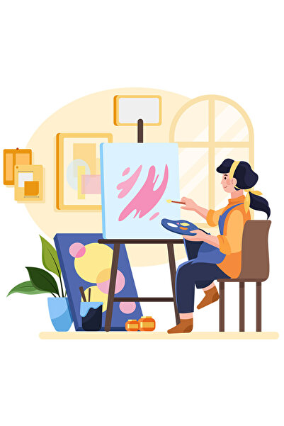 StoryGift Romania Sticker Autocolant 70CM Cu Sevalet, Panza, Pictura, Arta, cu Margini Albe, PVC Vinyl 70 cm