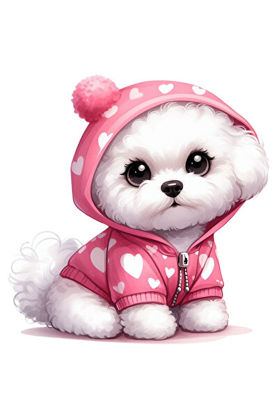 StoryGift Romania Sticker Eticheta 40CM cu o catelusa alba, ilustratie, are u...