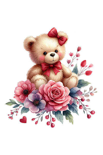 StoryGift Romania Sticker Eticheta 50CM cu un ursulet cu fundite, ilustratie,...