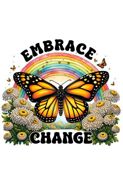StoryGift Romania Sticker Cu Un Fluture Galben Cu Mesajul "embrace Change", I...