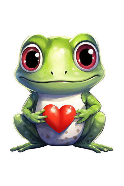 StoryGift Romania Sticker Eticheta 50CM cu o broscuta care tine o inimioara i...