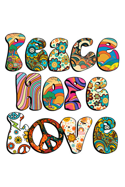StoryGift Romania Sticker Adeziv 90CM cu mesajul "Peace, hope, love", stilul ...