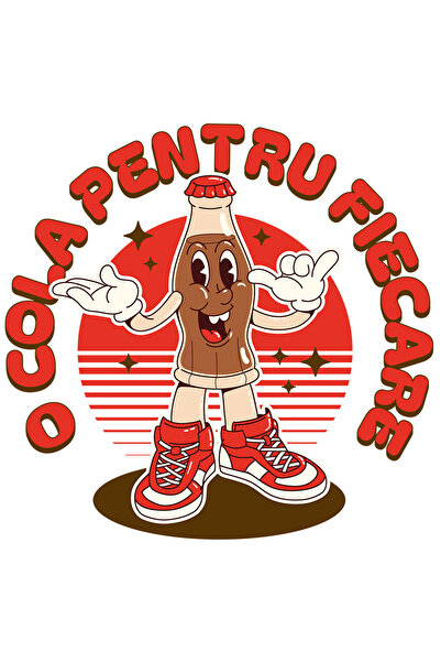 StoryGift Romania Sticker Eticheta 40CM cu Sticla De Suc Vesela Cu adidasi Rosii Text O Cola Pentru Fiecare cu M