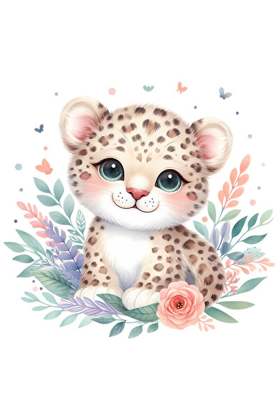 StoryGift Romania Sticker Eticheta 50CM cu un pui de jaguar care sta cuminte,...