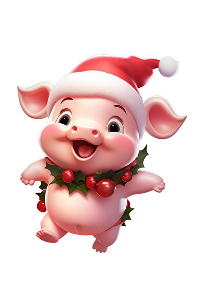 StoryGift Romania Sticker Cu Un Purcelus Vesel, Ilustratie, Caciula, Sarbatoa...