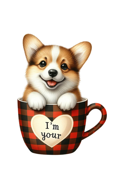 StoryGift Romania Sticker Eticheta 40CM cu un catel care sta intr-o ceasca, i...