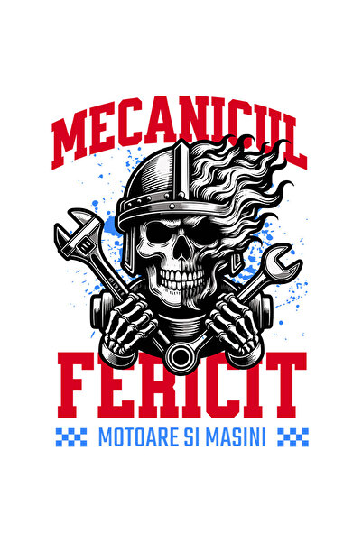 StoryGift Romania Sticker Eticheta 40CM cu Craniu Cu Casca Flacari Cheie Meca...