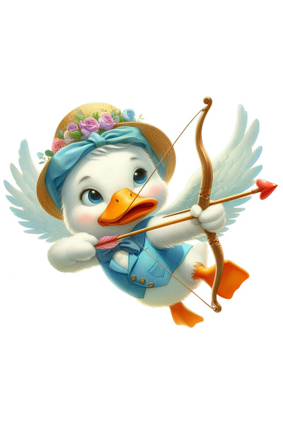 StoryGift Romania Sticker Autocolant 70CM cu o ratusca Cupidon, ilustratie, z...