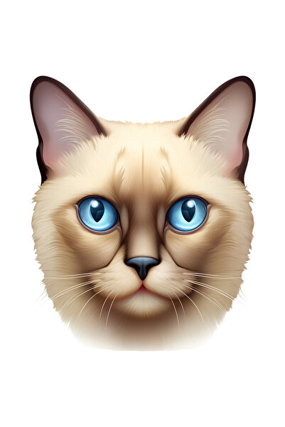 StoryGift Romania Sticker Adeziv 90CM cu o pisica birmaneza, serioasa, ochi a...