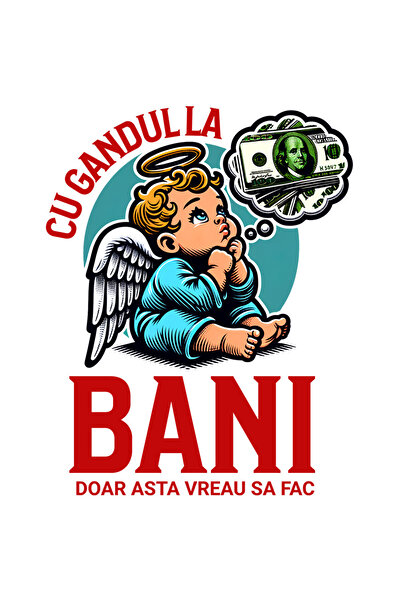 StoryGift Romania Sticker Autocolant 70CM cu Inger cu Coroana Gandidu-se la b...