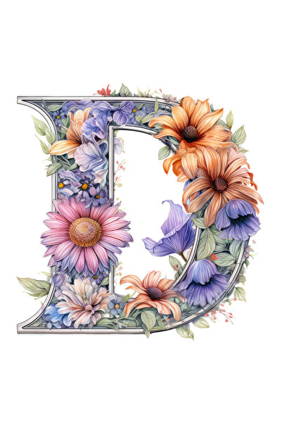 StoryGift Romania Sticker Adeziv 90CM cu litera "D", ilustratie, pentru copii, scoala, elev, flori, invata, scri