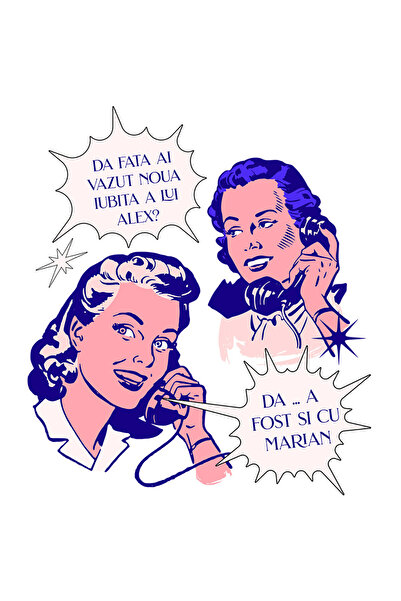 StoryGift Romania Sticker Autocolant 70CM cu Fete Convorbire Telefonica Barfe...