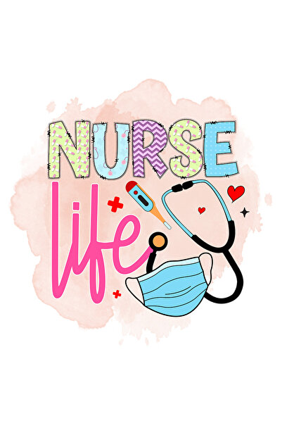 StoryGift Romania Sticker Adeziv 90CM cu mesajul "Nurse life", profesie, ilus...