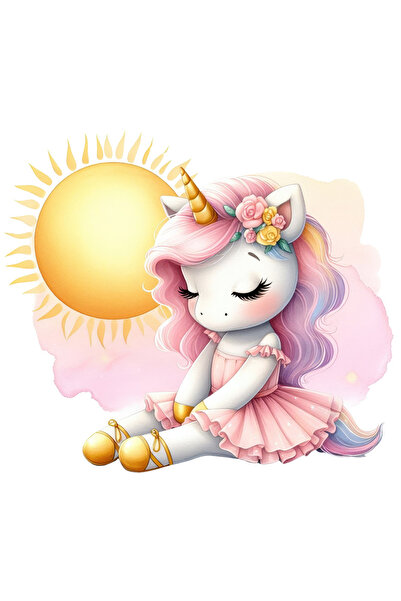 StoryGift Romania Sticker Adeziv 90CM cu un unicorn care tine baloane in forma de inimioare, ilustratie, iubire,