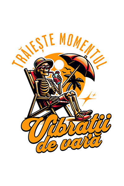 StoryGift Romania Sticker Autocolant 70CM Adeziv Traieste momentul, vibratii de vara schelete plaja cu Margini A