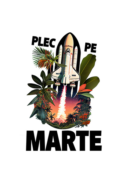 StoryGift Romania Sticker Autocolant 70CM Cu Decolare Racheta, Text Plec Pe Marte, Planeta Noua, Astronmie, Univ