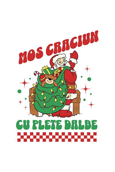 StoryGift Romania Sticker Adeziv 90CM Adeziv mos craciun cu plete dalbe sarba...