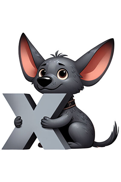 StoryGift Romania Sticker Autocolant 70CM cu un catel cu litera "X", ilustrat...