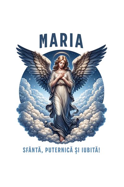 StoryGift Romania Sticker Eticheta 50CM Adeziv Femeie Inger Sarbatoare Text Maria Sfanta, puternica si iubita c