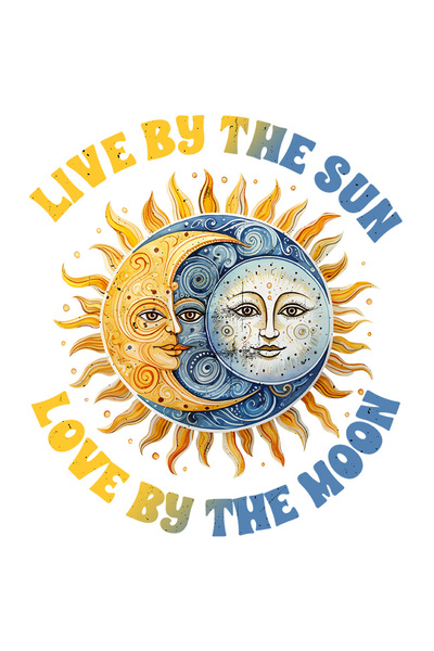 StoryGift Romania Sticker Autocolant 70CM cu mesajul "Live by the sun, love by the moon", ilustratie, traieste,