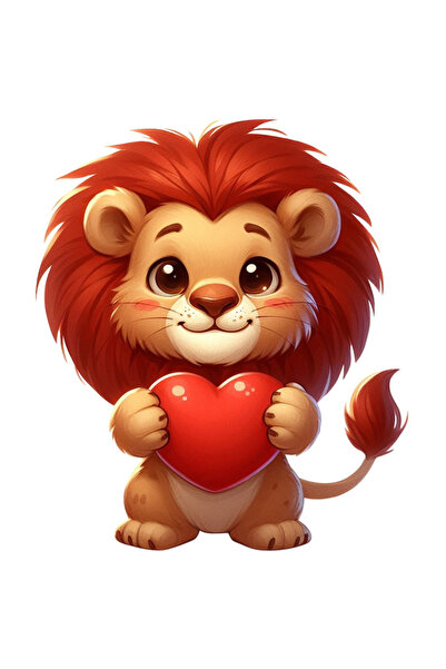 StoryGift Romania Sticker Eticheta 50CM cu un leu care tine o inima in brate,...