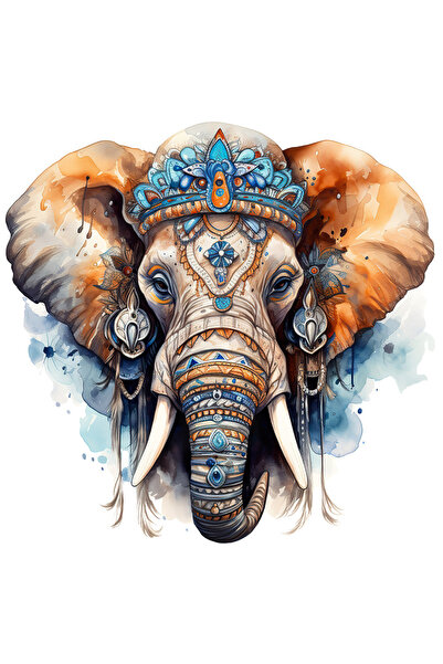 StoryGift Romania Sticker Adeziv 90CM cu un elefant pictat cu diferite simbol...