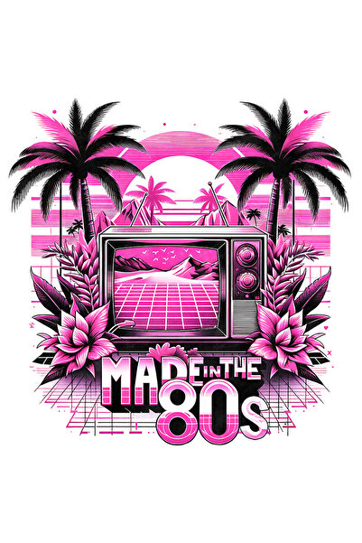 StoryGift Romania Sticker Autocolant 70CM cu mesajul "Made in the 80s", ilustratie, stil retro, vechi, televizor