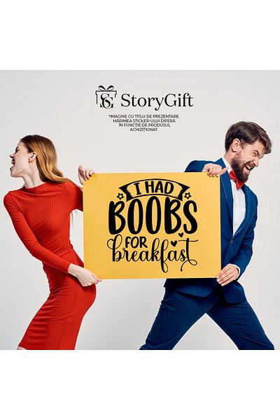 StoryGift Romania Sticker Eticheta 40CM Exterior cu inimioare si mesajul in limba engleza "I had bo*bs for break