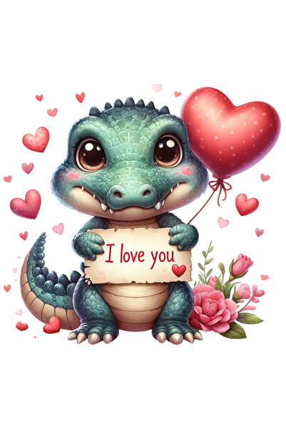 StoryGift Romania Sticker Autocolant 70CM cu un pui de crocodil cu mesajul "I...
