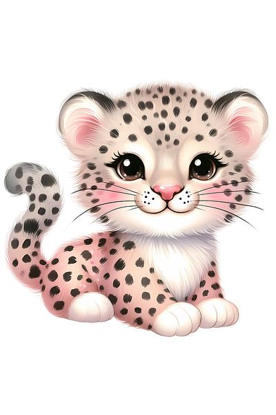 StoryGift Romania Sticker Eticheta 40CM cu o femela jaguar, ilustratie, micuta, fericire, imbujorata, animalut s