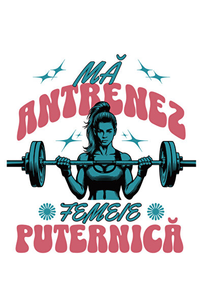 StoryGift Romania Sticker Adeziv Femeie Ridicand Bara Cu Greutati Sport Gym Cu Margini Albe, Pvc Vinyl 90 Cm