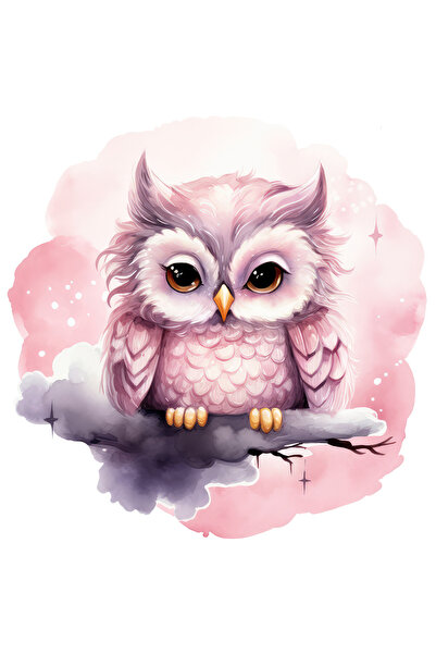 StoryGift Romania Sticker Autocolant 70CM cu o bufnita aproape adormita, somnoroasa, ilustratie, ora de culcare,