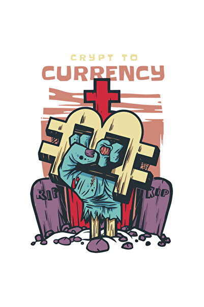 StoryGift Romania Sticker Eticheta 40CM Cu Simbol Bitcoin In Mana Unui Zombi, Crypt To Currency, Crypto, Monede