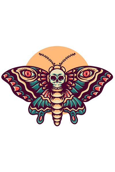 StoryGift Romania Sticker Adeziv 90CM Cu Soare, Molie, Aripi, Ochi, Craniu, Dinti, Insecta, cu Margini Albe, PV