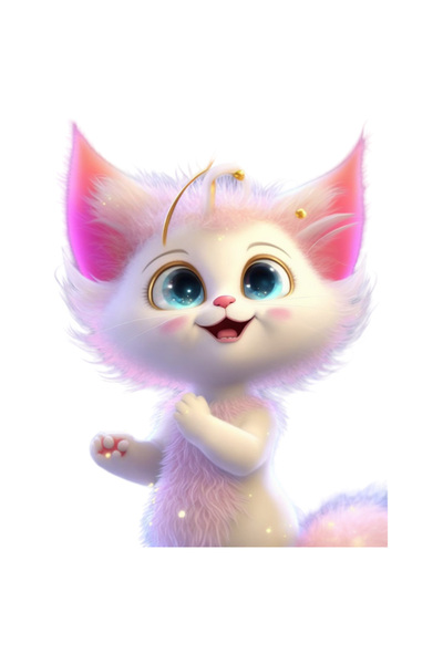 StoryGift Romania Sticker Eticheta 40CM Cu Desen Pisica, Desene, Animale, Disney, Cat, cu Margini Albe, PVC Vin