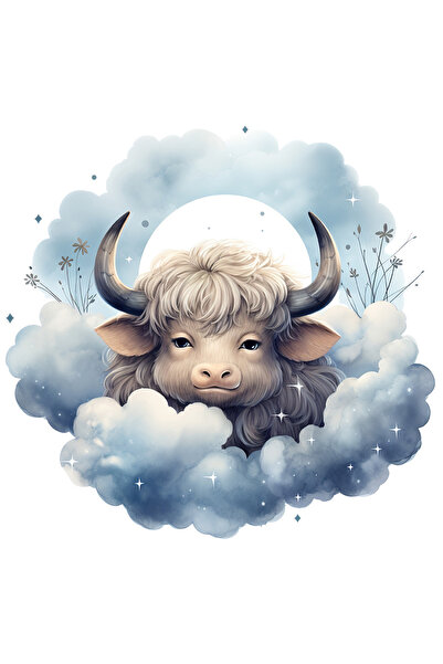 StoryGift Romania Sticker Eticheta 40CM cu un zimbru aproape adormit, somnoros, ilustratie, luna plina, norisor,