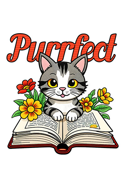 StoryGift Romania Sticker Adeziv 90CM cu Pisica Gri Citind carte Imensa Text ...