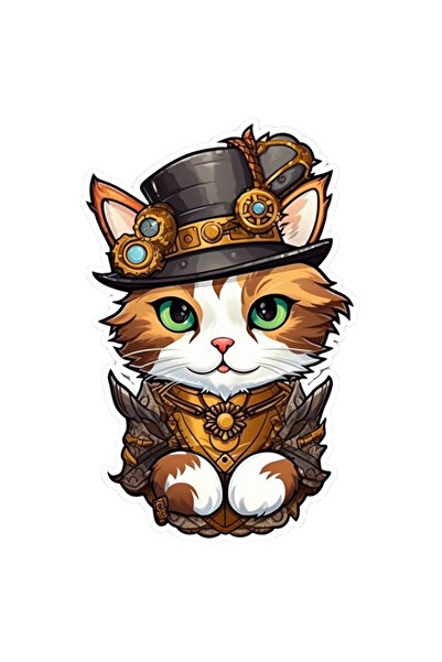 StoryGift Romania Sticker Autocolant 70CM Cu Pisica Imbracata in Costum cu Pa...