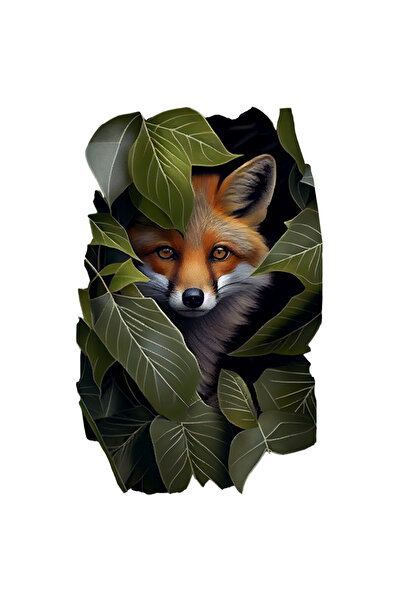 StoryGift Romania Sticker Eticheta 50CM Cu Vulpe, Padure, Frunze, Animal Salb...