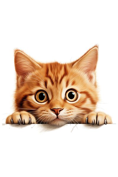 StoryGift Romania Sticker Eticheta 40CM cu o pisicuta, ilustratie, maro deschis, pentru iubitorii de feline, ghe