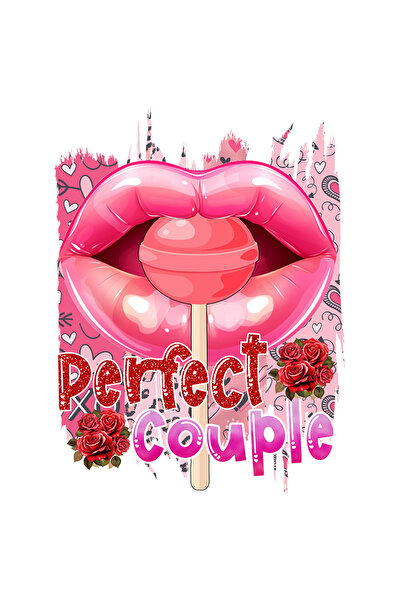 StoryGift Romania Sticker Eticheta 40CM cu mesajul "Perfect couple", buze, ac...