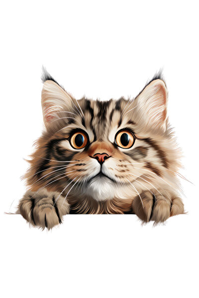 StoryGift Romania Sticker Adeziv 90CM cu o pisica uimita, ilustratie, se uita...