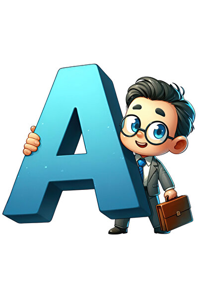 StoryGift Romania Sticker Eticheta 50CM cu un om de afaceri care tine litera "A", ilustratie, alfabet, scoala, l