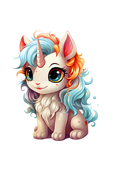 StoryGift Romania Sticker Autocolant 70CM cu un unicorn vesel, ilustratie, za...