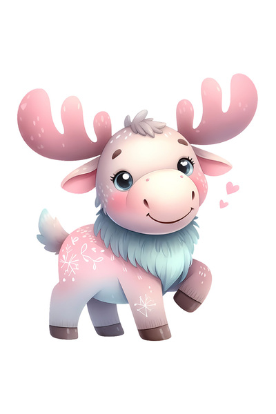 StoryGift Romania Sticker Autocolant 70CM cu un ren vesel, coarne, inimi, fericire, animal salbatic, natura, lib