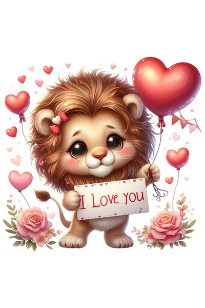 StoryGift Romania Sticker Autocolant 70CM cu un pui de leu tinand un balon cu...