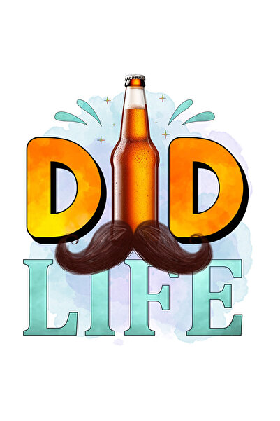 StoryGift Romania Sticker Adeziv 90CM cu mesajul "Dad life", mustati, bere, tata, ilustratie, viata, fundal alba