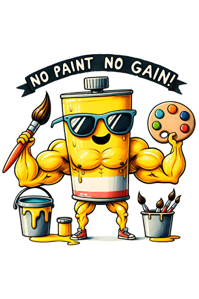 StoryGift Romania Sticker Autocolant 70CM cu mesajul "No paint, no gain", profesie, ilustratie, munca, dedicare,