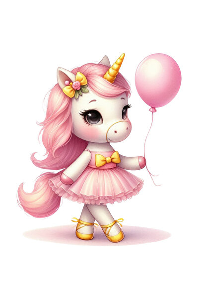 StoryGift Romania Sticker Autocolant 70CM cu un unicorn care tine un balon ro...